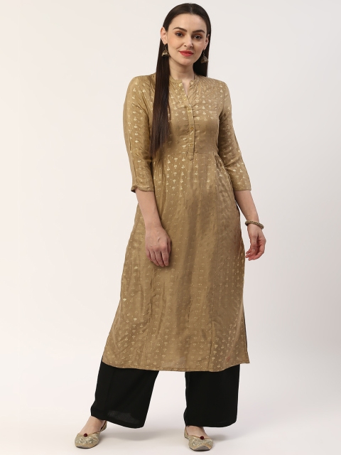 

ZIZO By Namrata Bajaj Women Beige & Golden Printed A-Line Kurta