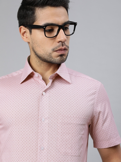 

Louis Philippe Men Pink & Brown Regular Fit Printed Formal Shirt