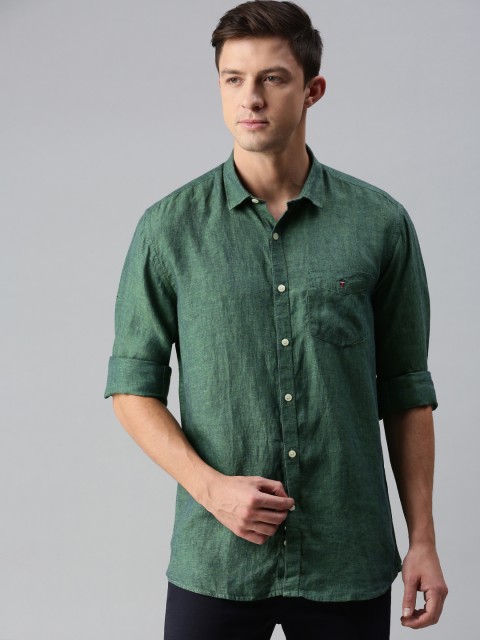 

Louis Philippe Sport Men Green Slim Fit Casual Linen Shirt