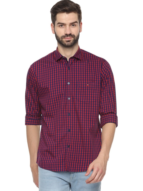 

Louis Philippe Sport Men Navy Blue & Red Slim Fit Checked Casual Shirt