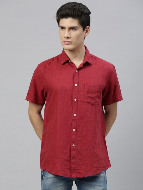 

Louis Philippe Sport Men Red Slim Fit Solid Casual Linen Shirt