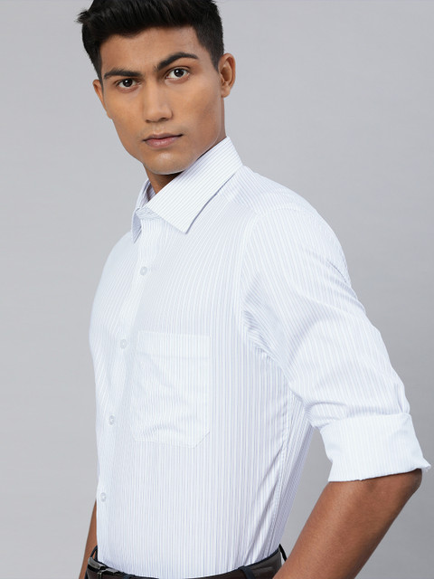 

Louis Philippe Men White & Blue Regular Fit Striped Formal Shirt