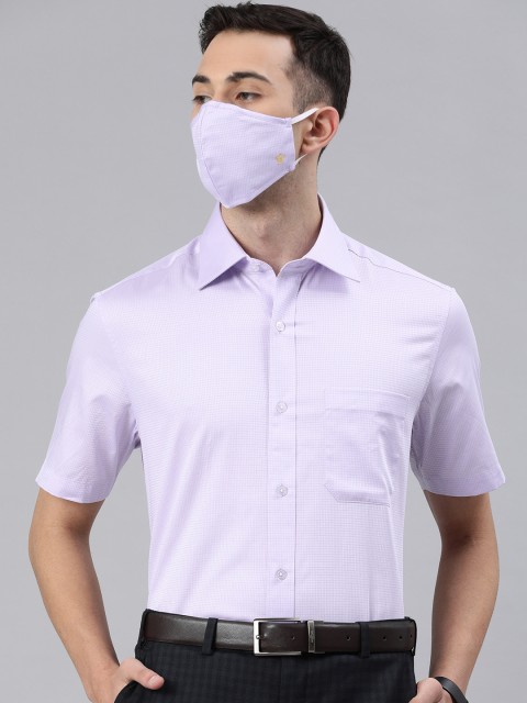 

Louis Philippe Men Lavender Regular Fit Checked Formal Shirt