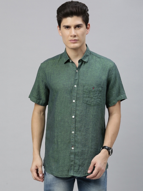 

Louis Philippe Sport Men Green Slim Fit Solid Casual Linen Shirt