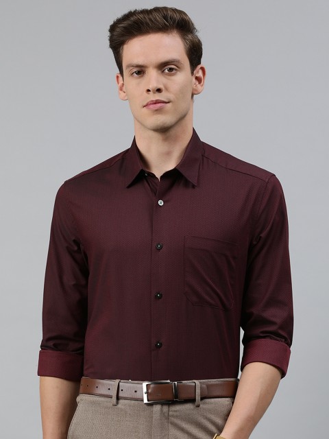 

Louis Philippe Men Purple Classic Fit Printed Formal Shirt