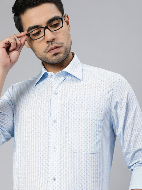 

Louis Philippe Men Blue & White Regular Fit Striped Formal Shirt