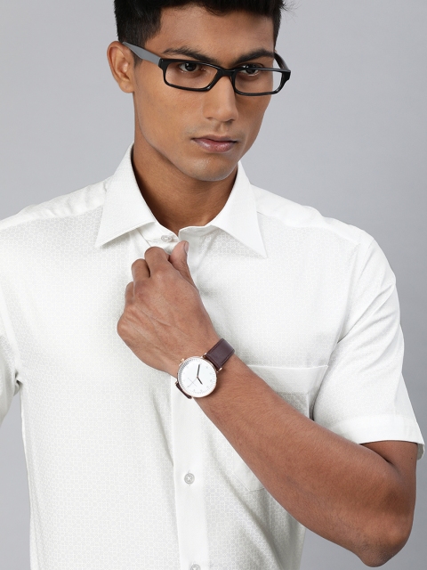

Louis Philippe Men White Regular Fit Printed Formal Shirt