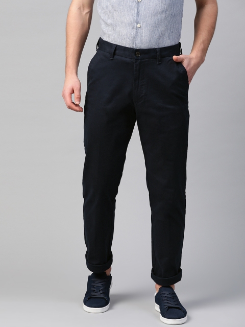 

Marks & Spencer Men Navy Blue Regular Fit Solid Trousers