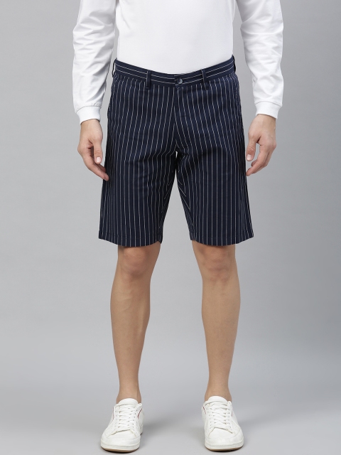 

Louis Philippe Sport Men Navy Blue Striped Slim Fit Regular Shorts
