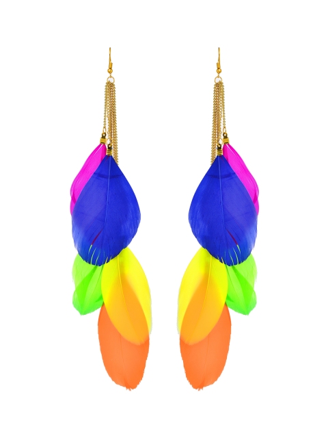 

AQUASTREET Multicoloured Feather Shaped Drop Earrings, Multi