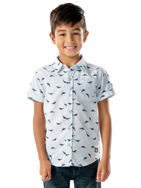 

Cherry Crumble Boys Blue Regular Fit Printed Casual Shirt