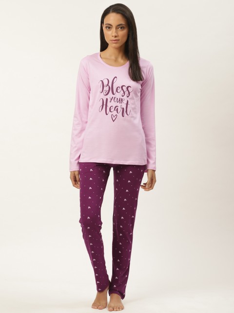 

MBeautiful Women Pink & Magenta Printed Night Suit