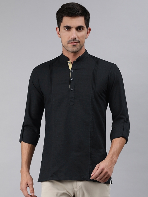

Ethnix By Raymond Men Black PINTUCK Kurta