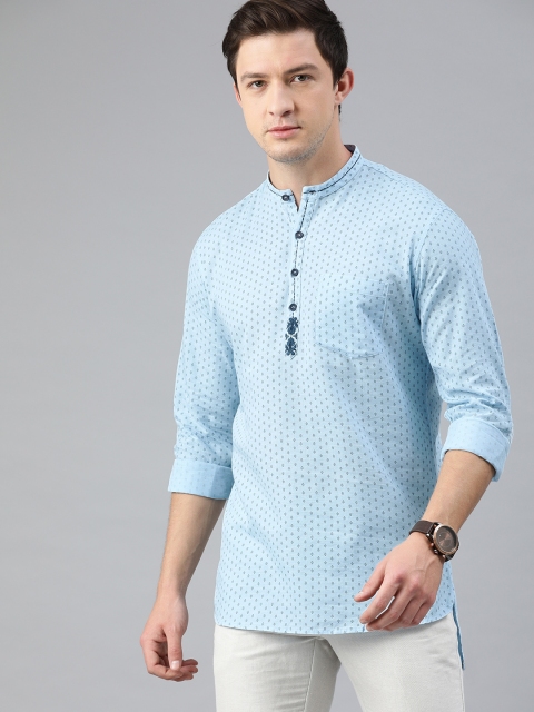 

Ethnix by Raymond Men Blue Printed Straight Kurta