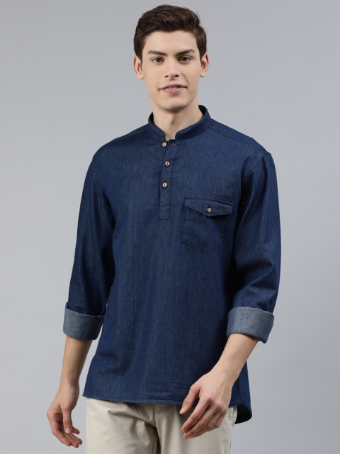 

Ethnix by Raymond Men Blue Solid Straight Kurta