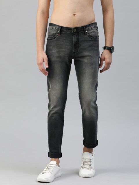 

THE BEAR HOUSE Men Grey Tapered Slim Fit Mid-Rise Clean Look Stretchable Jeans