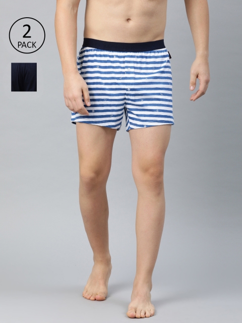 

THE BEAR HOUSE Men Pack Of 2 Knitted Pure Cotton Boxers TBH-CAMILLE, Navy blue