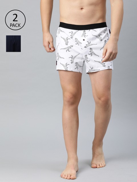 

THE BEAR HOUSE Men Pack of 2 Navy Blue & Pink Knitted Pure Cotton Boxers TBH-CHIRO