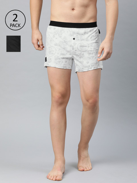 

THE BEAR HOUSE Men Pack of 2 Grey & Black Knitted Boxers TBH-GILL-S