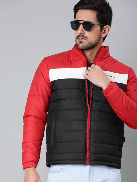 

French Connection Men Red & Black Colourblocked Puffer Jacket