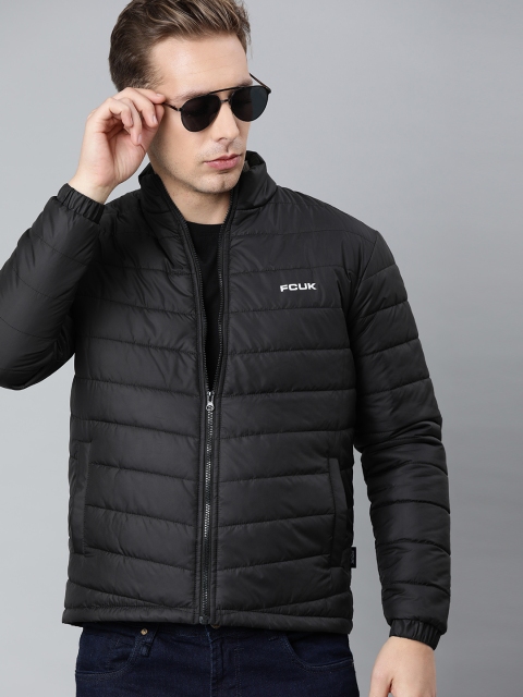 

French Connection Men Black Solid Padded Jacket