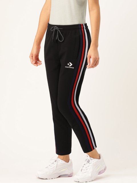 

Converse Women Black Solid Slim Fit Track Pants With Side Stripes