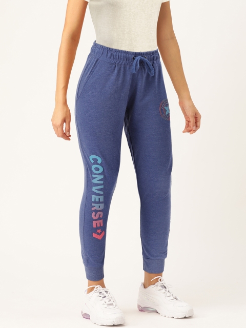 

Converse Women Blue Slim Fit Brand Logo Printed Cropped Joggers