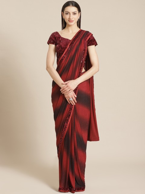 

KHALOM Red & Black Dyed Effect Ready To Wear Saree