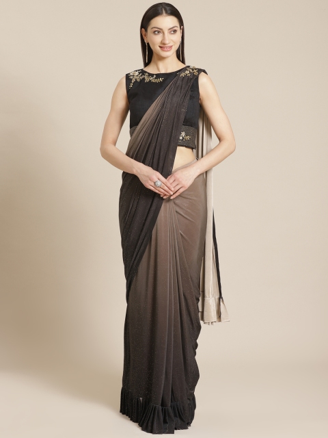 

KHALOM Brown & Black Dyed Effect Ready To Wear Saree