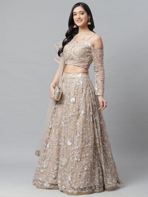 

KHALOM Nude-Coloured Ready to Wear Sustainable Lehenga with Crop Top