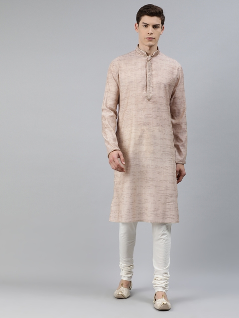 

Ethnix by Raymond Men Beige Solid Straight Kurta