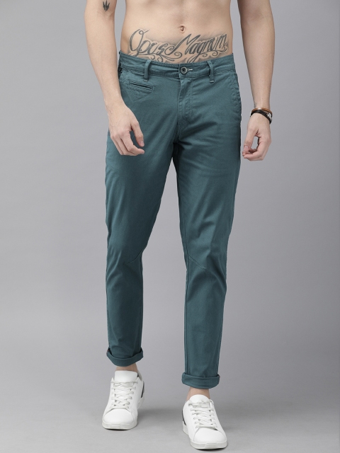 

Roadster Men Teal Green Regular Fit Solid Regular Trousers