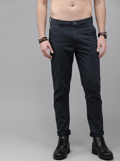 

Roadster Men Navy Blue Slim Fit Solid Chinos