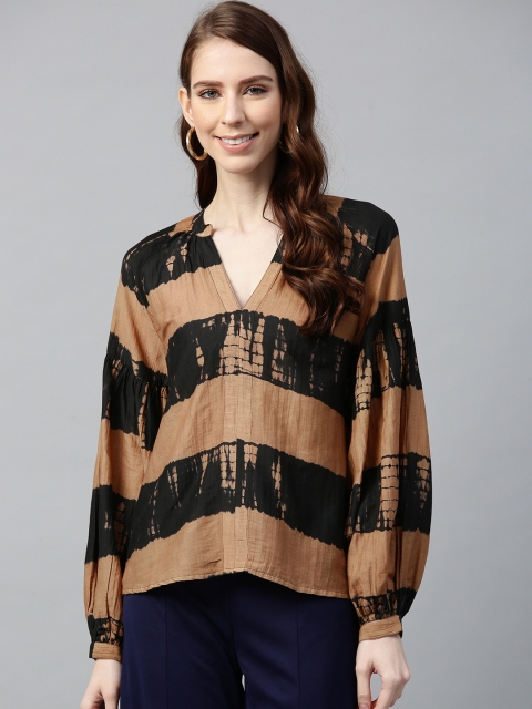 

I AM FOR YOU Women Brown & Black Dyed Top