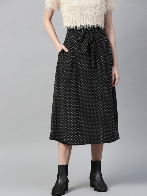 

I AM FOR YOU Women Black & White Printed A-Line Skirt