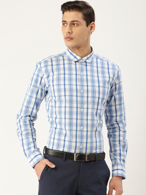

Style Quotient Men Blue & White Checked Smart Formal Shirt