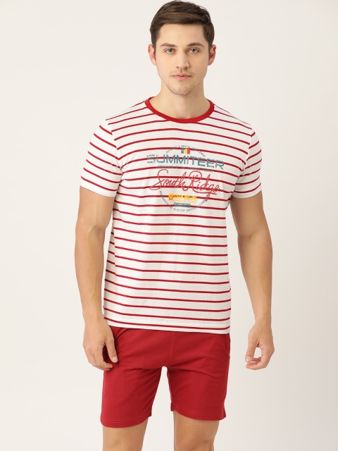 

Sweet Dreams Men White & Red Striped Night suit