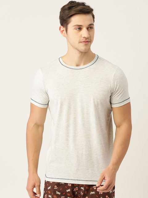 

Sweet Dreams Men Grey Melange Solid Lounge T-shirt