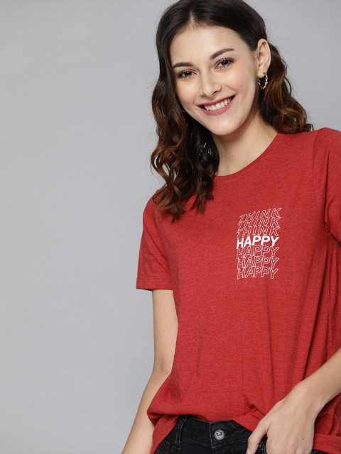 

Mast & Harbour Women Red Printed Round Neck T-shirt