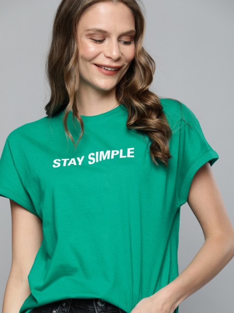 

Mast & Harbour Women Green Printed Round Neck T-shirt