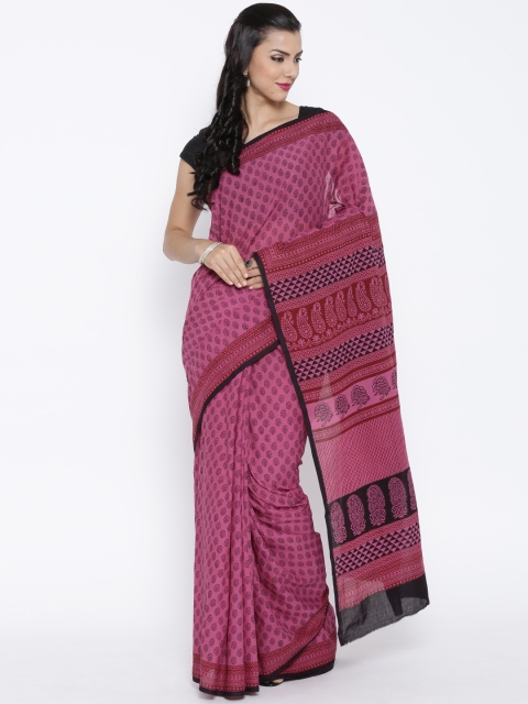 

Kalakari India Pink Bagh Handblock Print Handcrafted Cotton Sustainable Saree