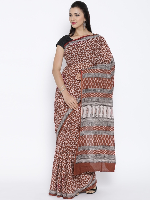 

Kalakari India Maroon & Beige Bagh Print Traditional Handloom Sustainable Saree