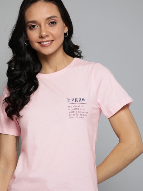 

Mast & Harbour Women Pink Printed Detail Round Neck T-shirt