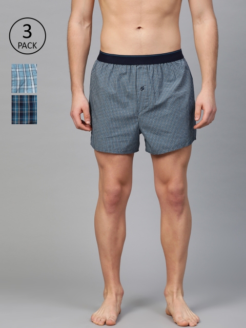 

Marks & Spencer Men Pack of 3 Checked Pure Cotton Boxers T143513, Blue