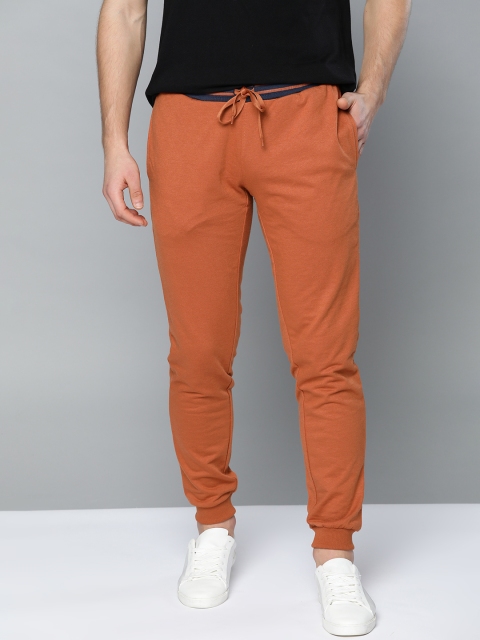 

Mast & Harbour Men Rust Orange Solid Joggers