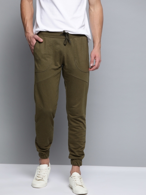 

Mast & Harbour Men Olive Green Solid Joggers