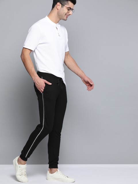 

Mast & Harbour Men Black Solid Joggers with Side Striped Detail