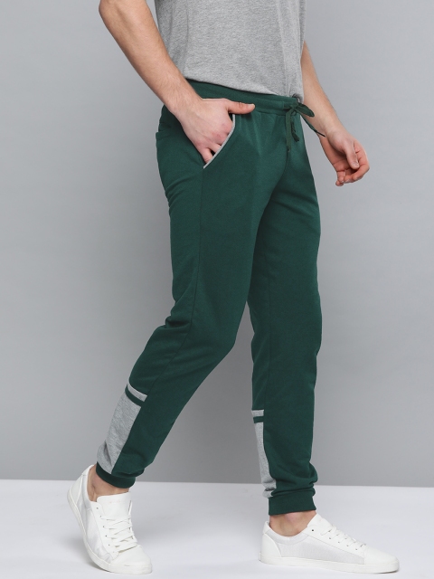 

Mast & Harbour Men Green Solid Joggers with Colourblocked Detail