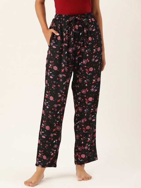

Hancock Women Black & Pink Floral Printed Lounge Pants