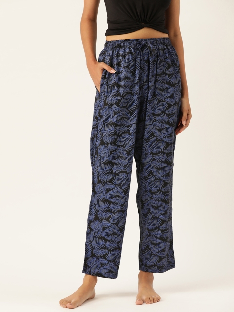 

Hancock Women Navy Blue & Black Tropical Printed Lounge Pants
